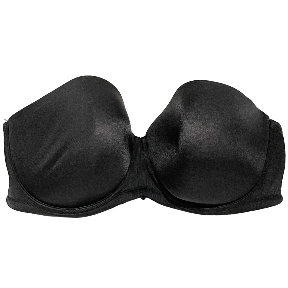 Cacique Plus Size 44DD Bra Black Lightly Lined Strapless Underwire Back‎ Closure